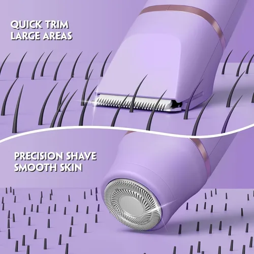 Vista 3 de Recortadora de bikini para mujer, maquinilla de afeitar eléctrica para área privada, recortadora de pelo púbico sin dolor con base de carga, IPX7