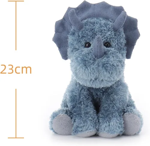 Vista 6 de Apricot Lamb Triceratops - Animales de peluche azul oscuro para niños, suaves y lindos juguetes de peluche para bebé niña y niño, 9 pulgadas