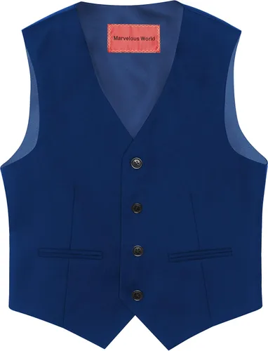 Vista 5 de Marvelous World - Conjunto de traje formal de corte entallado para niños, cintura ajustable