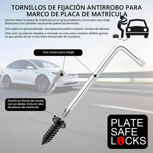 Vista 6 de Juego de tornillos antirrobo para placa de matrícula para asegurar marcos y cubiertas, pernos para placa de matrícula, tornillos M6 (1/4") a prueba