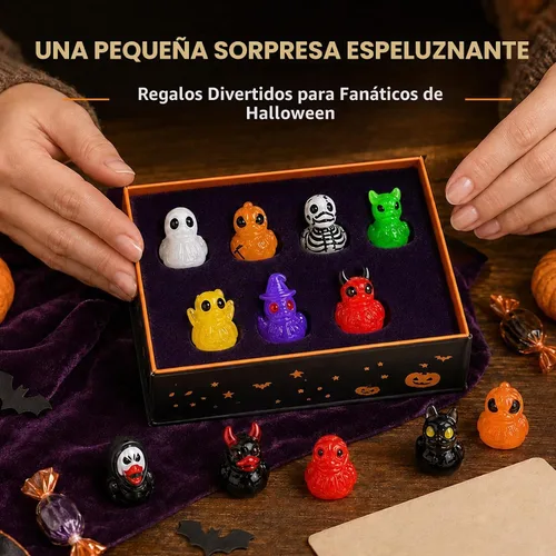 Vista 6 de Mini patos de resina de Halloween que brillan en la oscuridad, novedad