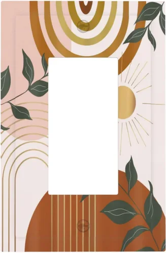 Vista 102 de Cubiertas de Enchufe Dúplex de 1 Gang con Hojas Florales de Eucalipto Azul en Acuarela, Placa Frontal Decorativa para Interruptor de Luz, Placa