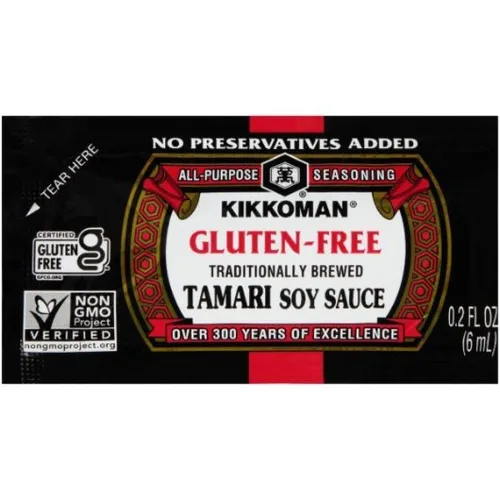 Vista 2 de Kikkoman Paquetes de salsa de soja Tamari sin gluten, paquetes para llevar de 0.2 fl oz (200 unidades), paquetes de salsa de soja de viaje