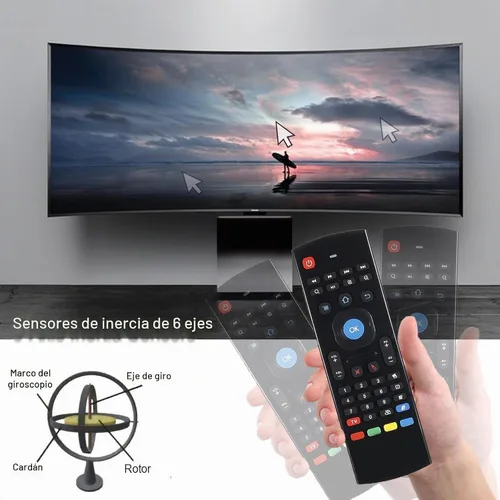 Vista 3 de Control remoto MX3 Air Mouse, 2.4G multifuncional mini teclado inalámbrico Air Mouse remoto para Android Smart TV Box, 3-Gyro y 3-Gsensor, proyector