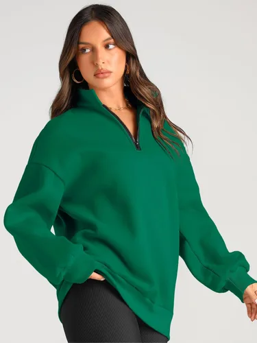 Vista 3 de Trendy Queen Womens Oversized Sweatshirts Hoodies Half Zip Pullover Fall Fashion Outfits 2024 Y2k Clothes