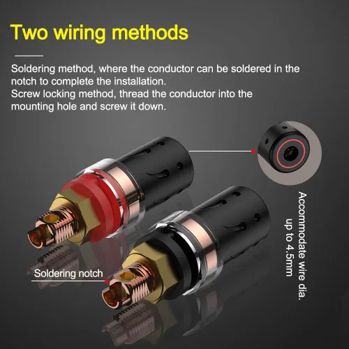 Vista 3 de Viborg BP603 4X Altavoz HiFi Binding Post Puesto de cobre puro Altavoz de gama alta Banana Terminales de enchufe Terminales de enchufe de tornillo