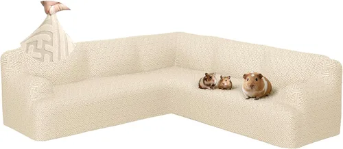 Vista 15 de Fundas para sofá seccional en forma de L de 1 pieza, fundas de esquina elásticas para sofá, funda de sofá antideslizante, lavable, fundas de sofá