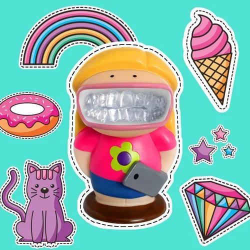 Vista 2 de Retainer Buddy Girl Power - Almacenamiento sanitario de ortodoncia para retenedores, alineadores transparentes y protectores bucales, una