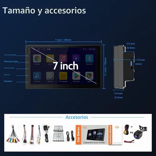 Vista 8 de Haudio Estéreo inalámbrico de doble DIN de 7 pulgadas con Carplay y Android Auto, Bluetooth, canal RCA, cámara de respaldo, SWC, FM/AM, pantalla
