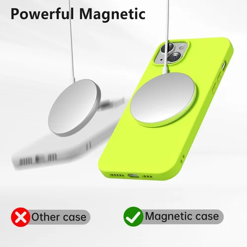 Vista 3 de oakxco Funda de silicona para iPhone 13 Mini/ 12 Mini magnética, compatible con carga inalámbrica Magsafe, goma delgada y suave, cubierta protectora