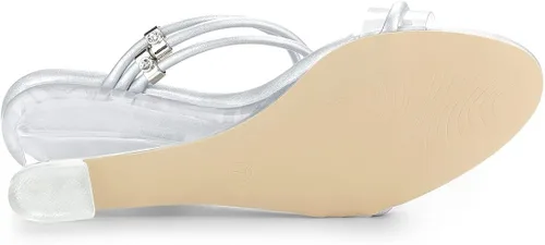 Vista 6 de Allegra K Sandalias de tacón transparente de cuña baja para mujer, Claro