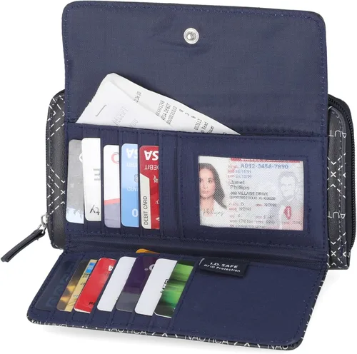 Vista 2 de Nautica Bulk Cargo - Cartera RFID para mujer organizador con cremallera alrededor Colcha Diamond Indigo