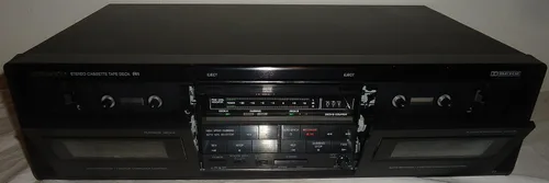 Vista 2 de Onkyo TA-RW303 Cubierta de cinta estéreo de doble casete con reversa automática y cables AV Sonido de audio musical - Muy raro