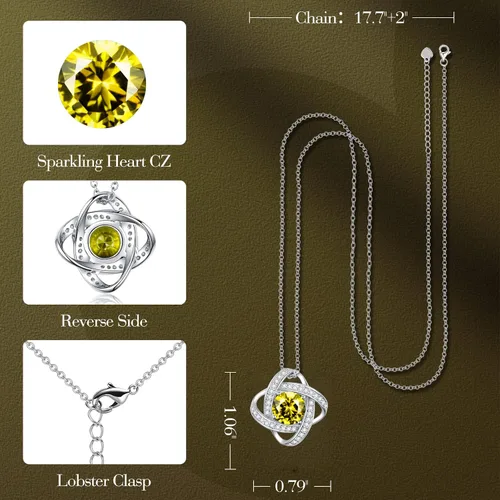 Vista 4 de boya Birthstone Necklace Gifts for Women, Love Knot Necklaces for Women 925 Sterling Silver Birthstone Jewelry Mothers Valentines Day Birthday