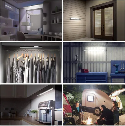 Vista 7 de BLS - Paquete de 6 luces con sensor de movimiento para interiores + 1 paquete de luces LED T401 para armario, funciona con pilas, iluminación