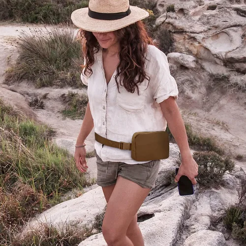 Vista 6 de VKIOIP Riñonera de moda con correa ajustable, bolsa cruzada manos libres con cremallera, accesorios de ejercicio de entrenamiento para viajes