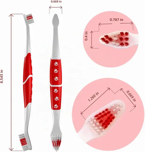 Vista 3 de Cepillo de dientes para mascotas para perros, gatos con cerdas suaves, fácil limpieza de dientes y cuidado dental, cepillo de dientes antideslizante