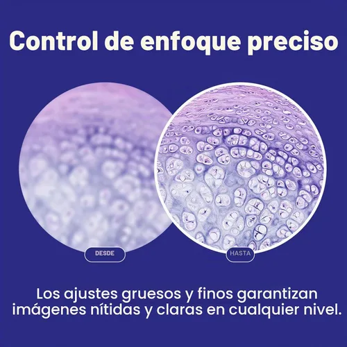Vista 5 de OMAX Microscopio de laboratorio compuesto binocular LED 40X-2000X con platina mecánica de doble capa + portaobjetos en blanco, cubreobjetos y papel
