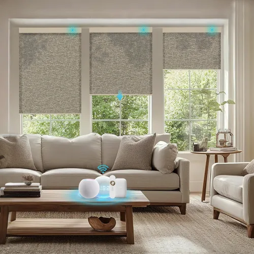 Vista 43 de Persianas motorizadas con control remoto, persianas enrollables opacas completas, funcionan con Homekit Alexa y Google Assistant, persianas solares