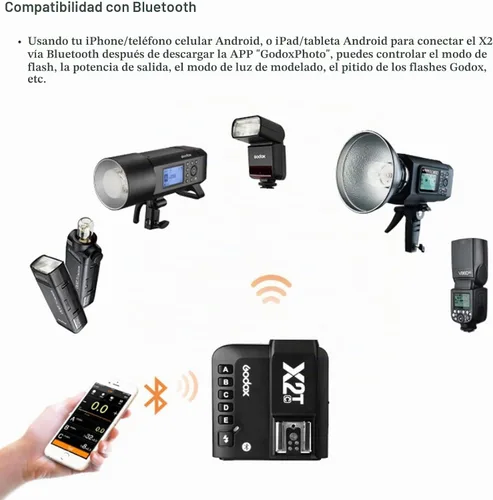 Vista 3 de Godox X2T-C TTL Disparador de flash inalámbrico para Canon, conexión Bluetooth HSS 1/8000s compatible con controlador de aplicación iOS/Android