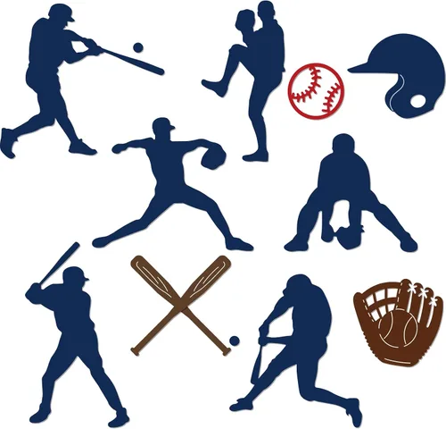 Vista 8 de BENECREAT Plantillas de corte con temática de béisbol, plantillas de corte en relieve de metal para jugador de béisbol, herramientas de grabado