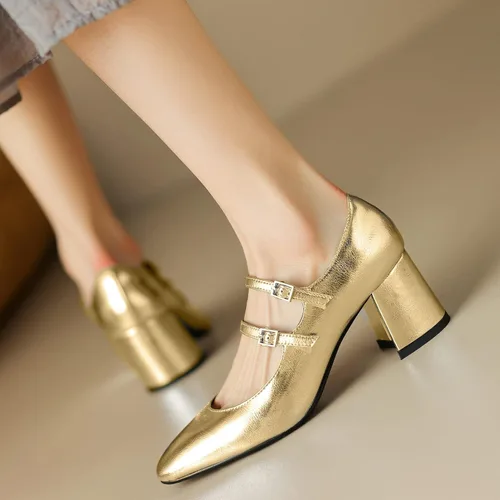 Vista 2 de LUXMAX Zapatos de vestir de tacón grueso Mary Janes con punta cuadrada de los años 50 para mujer, estilo vintage de los años 50