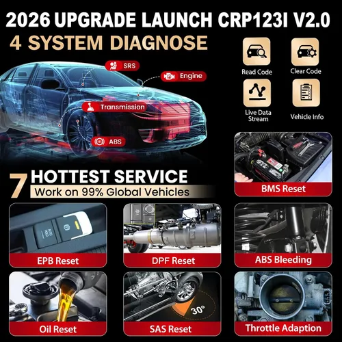 Vista 2 de Launch OBD2 Scanner CRP123I V2.0, herramienta de escaneo de actualización de CRP123E/CRP129E para ABS/SRS/AT/ENG, FCA SGW, 7 servicios