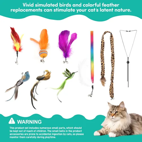 Vista 4 de Juguetes interactivos para gatos para interiores aburridos para gatos adultos con ventosa, juguete para gatos, simulación de pájaros, juguetes