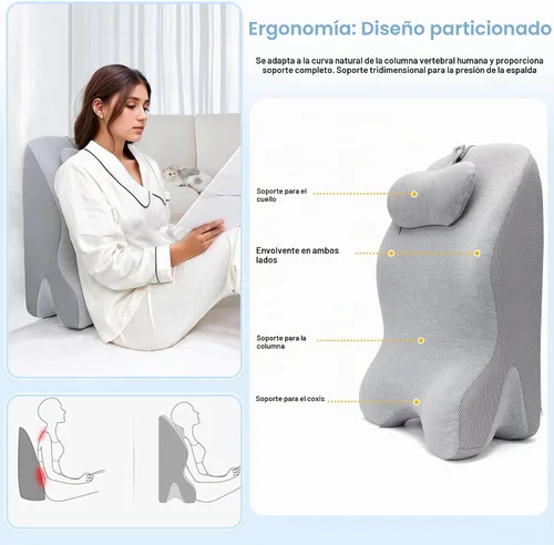 Vista 3 de Generic Almohada Cuña Triangular Ergonómica de Espuma Viscoelástica para Adultos para Cabecero de Cama para Sentarse, Alivio del Dolor de Espalda