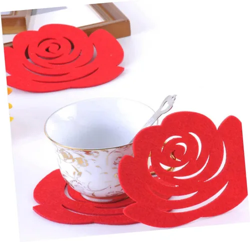 Vista 6 de MAGICLULU Posavasos antideslizantes con forma de flor y rosas, 6 uds