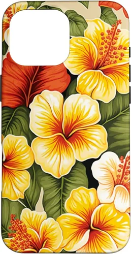 Vista 19 de Hawaiian Tropical Yellow Red Hibiscus Plumeria Case for iPhone 17