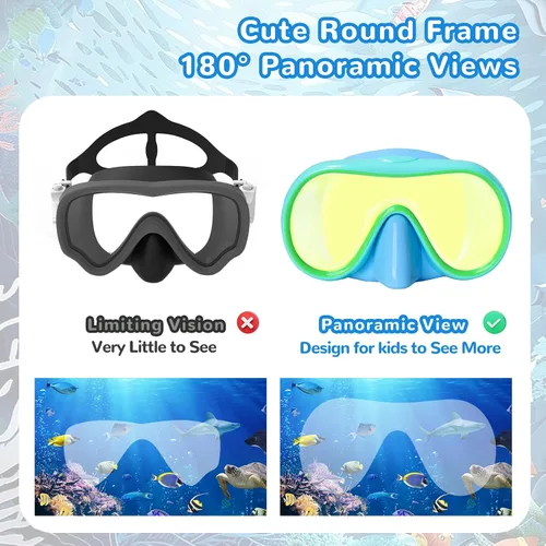 Vista 2 de Gafas de natación para niños, cubierta de nariz, máscara de natación de Azul y verde