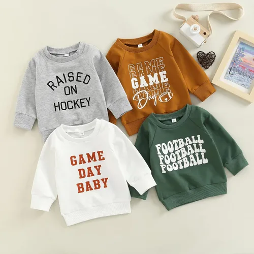 Vista 7 de Sudadera de fútbol americano para el día del partido de fútbol americano para bebés, niños y niñas, ropa de otoño
