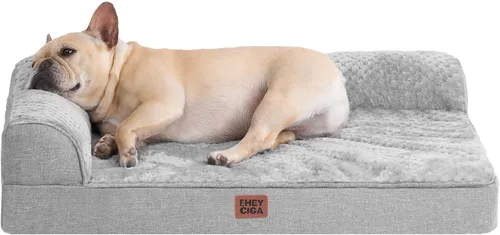 Vista 17 de EHEYCIGA - Cama ortopédica para perros de tamaño mediano, cama de espuma viscoelástica para perros, color beige Small Dog Sofa with Washable