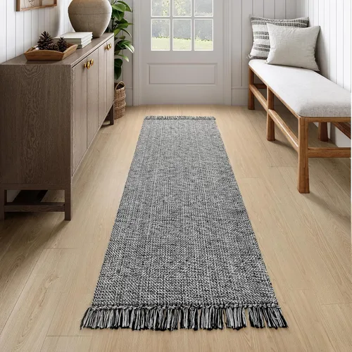 Vista 69 de Collive Alfombra de Baño Negra, 2' x 3' Tejida a Mano Lavable Alfombras Pequeñas de Cocina, Alfombra de Entrada Reversible de Algodón Alfombra