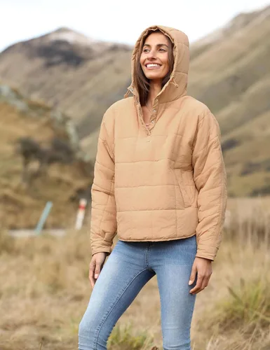 Vista 9 de QIBABU Chaqueta acolchada con capucha de gran tamaño para mujer, ligera, acolchada, manga larga, abrigo de invierno cálido