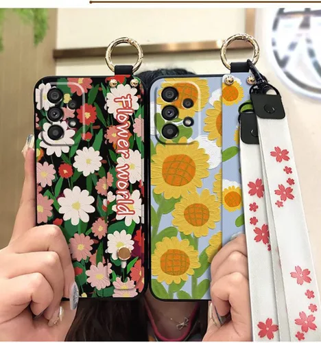 Vista 7 de Funda cruzada compatible con Samsung Galaxy A12 5G, con correa para la muñeca, cordón de silicona suave a prueba de golpes, funda protectora