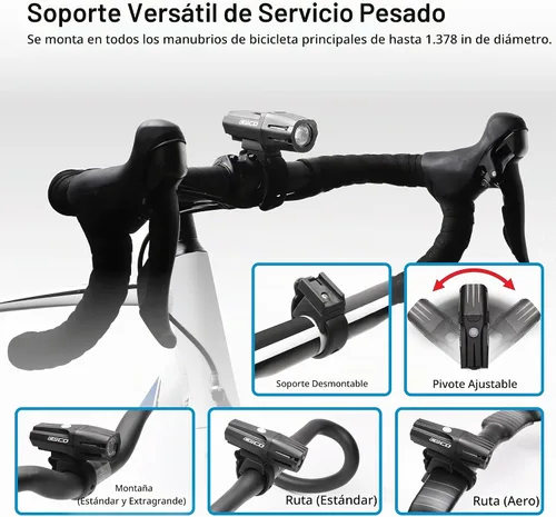 Vista 6 de CECO Luz frontal de bicicleta de 1000 lúmenes de 1000 lúmenes F Series 2.0, IP67 impermeable, FL-1 resistente a los impactos, recargable por USB