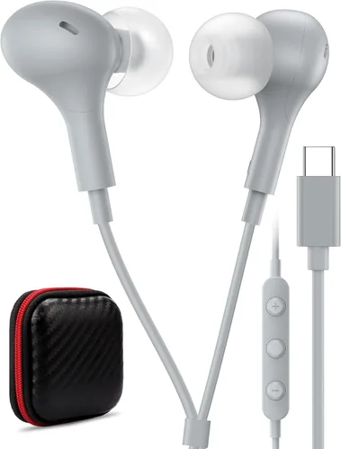Vista 10 de USB C Headphone for Samsung S26 S25 FE S24 A16 A17 Z Wired Earbuds Magnetic Negro