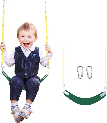 Vista 10 de Juego de columpios: paquete de 2 unidades, adecuado para niños y adultos, viene con ganchos y cadenas, perfecto para patio trasero