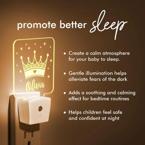 Vista 2 de Luces nocturnas personalizadas enchufables a la pared para dormitorio de niños con sensor de encendido/apagado automático, luz nocturna LED blanca