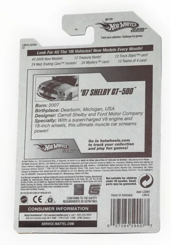 Vista 2 de Hot Wheels 2008 Nuevo Modelo '07 Shelby GT-500 1/64 Escala Die Cast Car