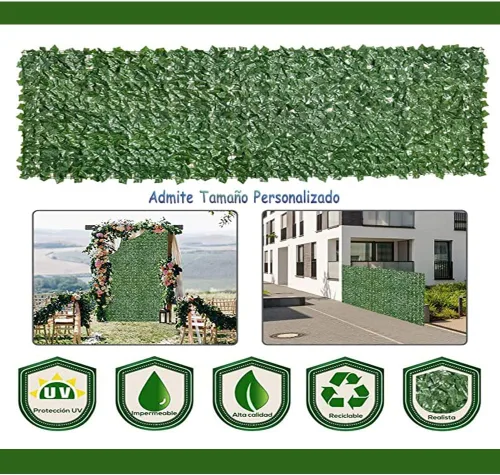 Vista 6 de Pantalla de valla de privacidad de hiedra artificial, mamparas decorativas para fiestas, revestimiento de pared de jardín, hojas artificiales