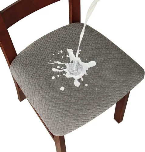 Vista 18 de Genina Fundas de Asiento para Silla de Comedor Fundas de Asiento Deslizables Fundas de Silla de Cocina (Beige, 2 Piezas)