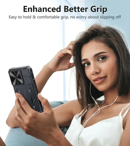 Vista 9 de FNTCASE Funda para iPhone 15 Pro: protección contra caídas y golpes de grado militar con función atril y tobogán Protector resistente texturizado