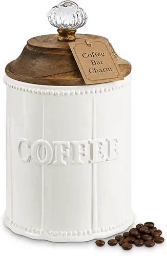 Vista 10 de Mud Pie Circa - Canistera de café con perilla de puerta, de madera Pomo de puerta de madera
