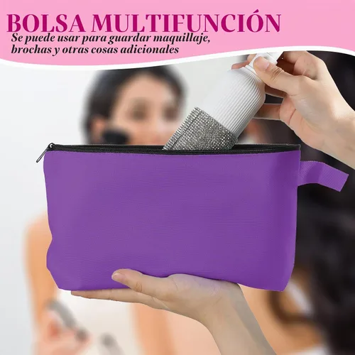 Vista 4 de Saintrygo 10 bolsas de maquillaje de lona para mujer, brillantes, 9.8 x 5 x