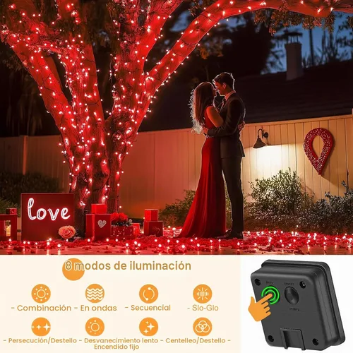 Vista 2 de 2 Pack de luces solares de Navidad para exteriores, tira de luces solares de 80 pies con 240 LED para exteriores, impermeables, 8 modos de luz