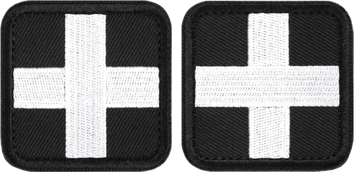 Vista 10 de LIVANS Medic Cross Moral Patch, parche de primeros auxilios de cruz blanca Verde militar (bordado) - 2 paquetes