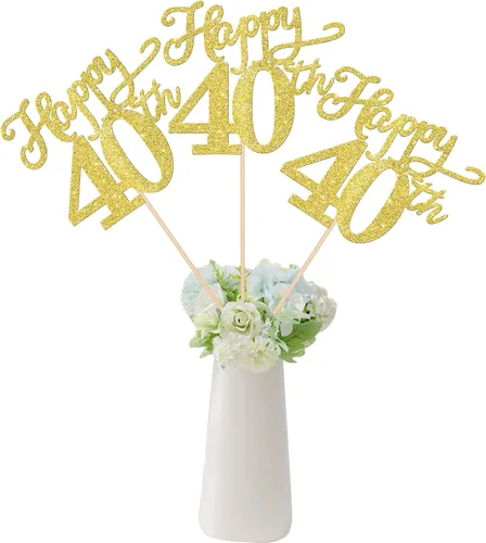 Vista 16 de Rsstarxi Paquete de 12 palitos de centro de mesa de cumpleaños número 50 para decoración de mesa de cumpleaños 50 para hombre, decoración de mesa